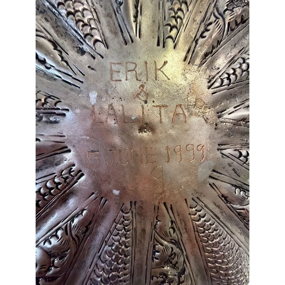 Vintage Middle Eastern ARTISAN HANDCRAFTED SILVER BOWL DISH PUMPKIN